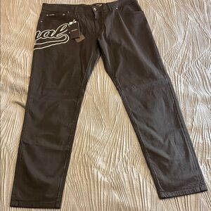 Dolce & Gabbana Black Straight Jeans with White Detail embroidered